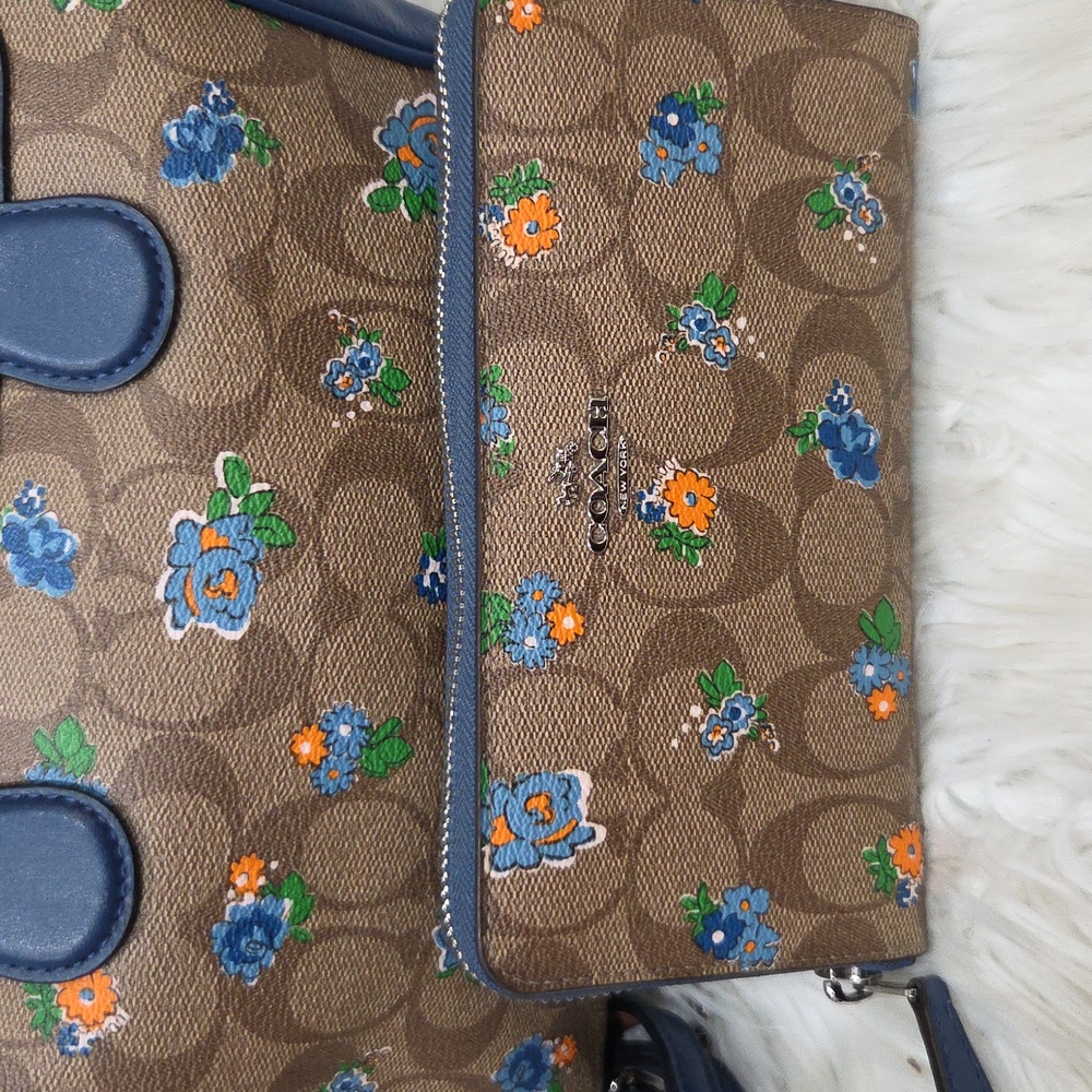 💙🔹️Coach 🔹️Mini Bennett Floral Logo Printed coated Canvas Satchel Wallet Set - Picture 6 of 13